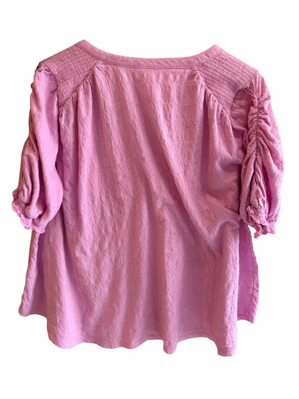 Free People Fever Dream Pink Oversized V-Neck Puff Sleeve V-Neck Tee - Picture 4 of 6